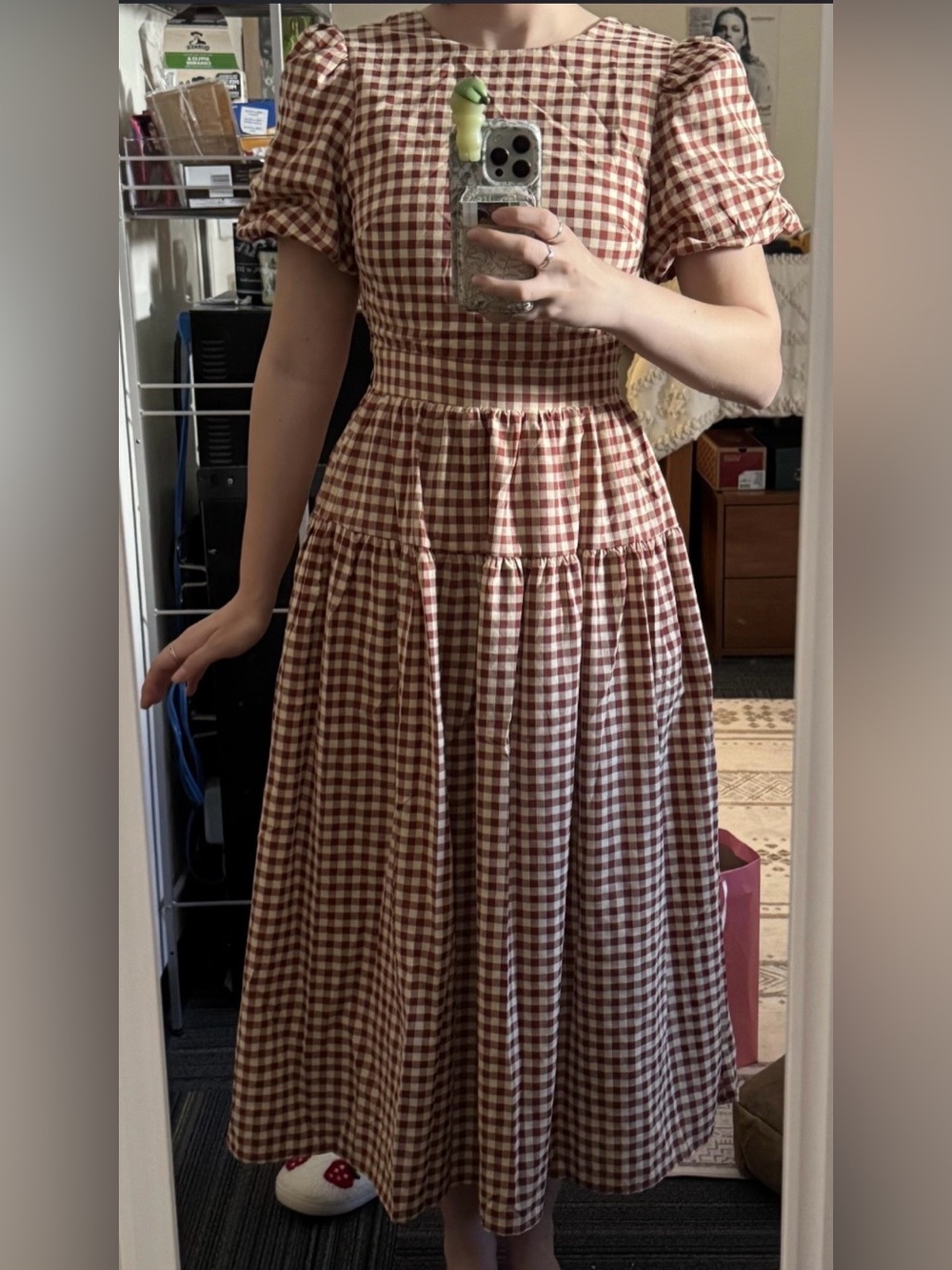 NWOT En Saison Juni Round Neck Bubble sleeve Midi Dress - Picture 13 of 13